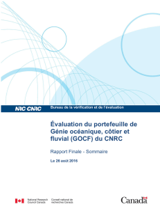 Évaluation du portefeuille de Génie océanique, côtier - CNRC-NRC