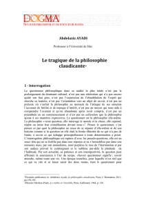 Le tragique de la philosophie claudicante