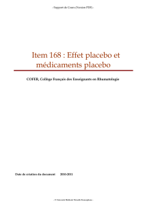 Item 168 : Effet placebo et médicaments placebo