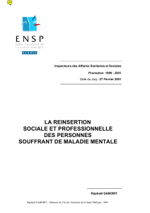 La réinsertion sociale et professionnelle des personnes souffrant de