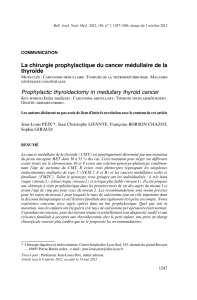 La chirurgie prophylactique du cancer médullaire de la thyroïde