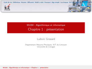 Algorithmique et informatique – Chapitre 1 : présentation