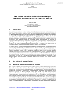 Les verbes transitifs de localisation statique Diathèses, modes d