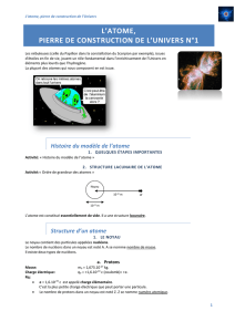 L`ATOME, PIERRE DE CONSTRUCTION DE L`UNIVERS N°1