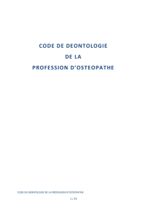 Code de déontologie de la profession d`ostéopathe