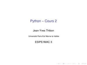 Python -- Cours 2 - Université Paris-Est Marne-la