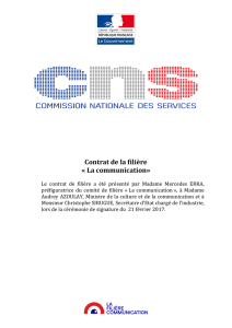 Contrat de la filière « La communication