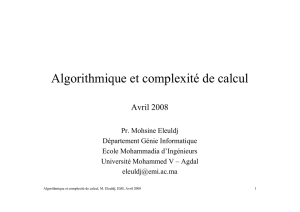 Algorithmique et complexité de calcul
