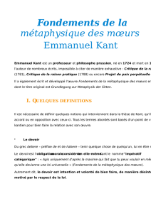 Fondements de la métaphysique des mœurs Emmanuel Kant