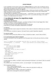 1. Les éléments de base d`un algorithme simple