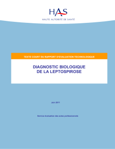 Diagnostic biologique de la leptospirose