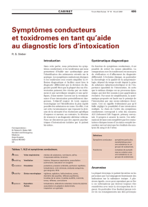 Symptômes conducteurs et toxidromes en tant qu`aide au diagnostic