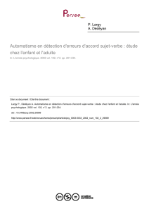 Automatisme en détection d`erreurs d`accord sujet