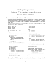 TP d`algorithmique avancée Corrigé du TP 1 : complexité et temps d