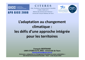 L`adaptation au changement climatique : les défis d`une