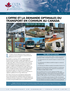 L`offre et La demande optimaLes du transport en commun au canada