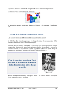 C`est le numéro atomique Z qui devient le fondement moderne de la