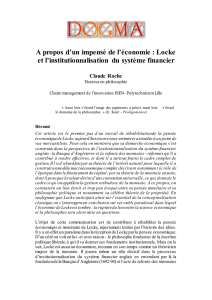 A propos d`un impensé de l`économie : Locke et l