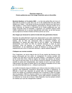 ÉquiLibre réagit à la Charte québécoise pour une image corporelle