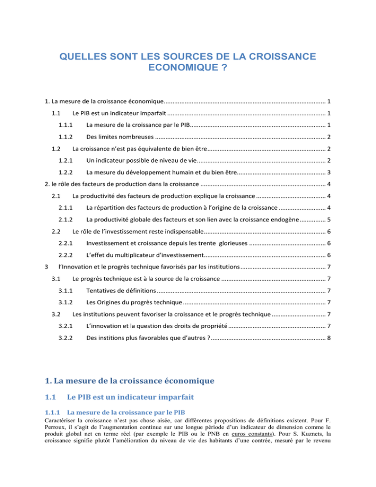 Quelles Sont Les Sources De La Croissance Economique - SES
