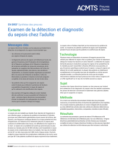Examen de la détection et diagnostic du sepsis chez l`adulte