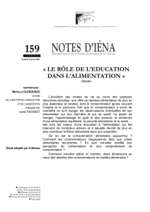 « LE RÔLE DE L`EDUCATION DANS L`ALIMENTATION »