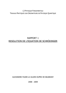 RAPPORT 1 RESOLUTION DE L`EQUATION DE SCHRÖDINGER