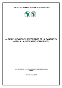 Algérie - 1990-1998 - Revue de l`expérience de la banque en appui