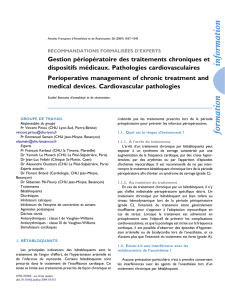 Gestion périopératoire des traitements chroniques et