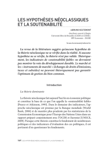 Les hypothèses néoclassiques et la soutenabilité. Juillet