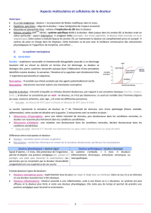 Aspects mol&eacute;culaires et cellulaires de la douleur