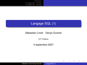 Langage SQL (1) - Université d`Orléans