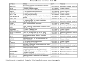 M&eacute;moires Sciences &eacute;conomiques Ann&eacute;e 2004