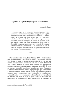 Légalité et légitimité (d`)après Max Weber