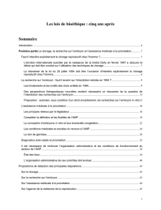 Les lois de la bioéthique : cinq ans après