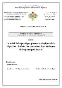Le suivi thérapeutique pharmacologique de la digoxine