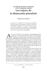 Les enjeux de la démocratie pluraliste