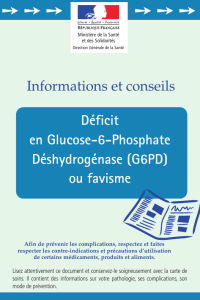 Déficit en Glucose-6-Phosphate-Déshydrogénase (G6PD)