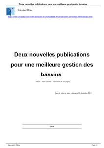 Deux nouvelles publications pour une meilleure gestion des bassins