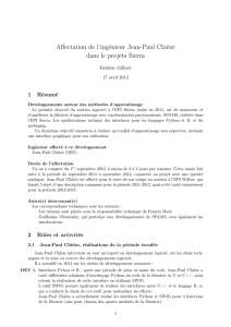 Affectation de l`ingénieur Jean-Paul Chièze dans le projets