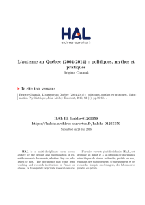 L`autisme au Québec (2004-2014) : politiques, mythes et - Hal-SHS