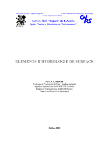 elements d`hydrologie de surface