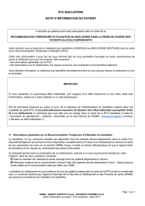 RTU baclofène - Note d`information patients