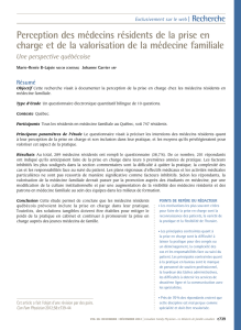 Perception des médecins résidents de la prise en charge et de la