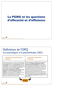 La PGRO et les questions d`efficacité