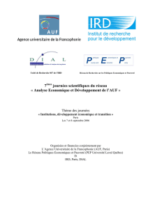 7 journées scientifiques du réseau « Analyse Economique et