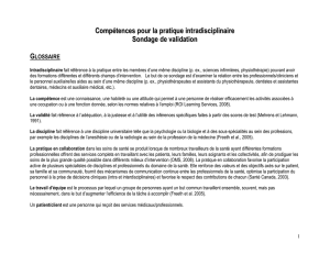 Compétences pour la pratique intradisciplinaire Sondage