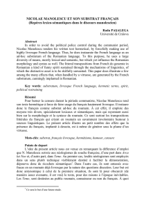 NICOLAE MANOLESCU ET SON SUBSTRAT FRANÇAIS (Repères