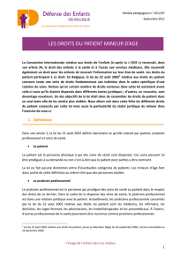 Les droits du patient mineur d`âge - DEI