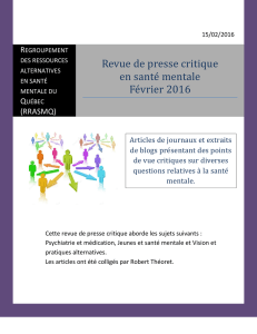 Revue de presse critique en santé mentale Février 2016